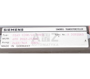 SIEMENS D165 G200/12 MREQ  D165G20012MREQ  6RB 2012-2EA00   6RB20122EA00