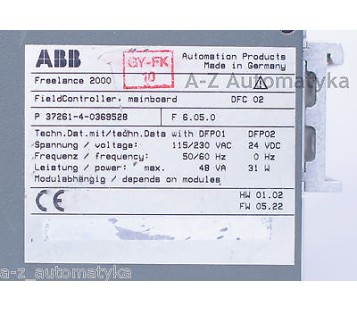 ABB FREELANCE 2000 FIELDCONTROLLER MINBOARD DFC 02 37261-4-0369528