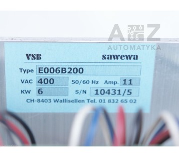 VSB SAWEWA E006B200 400VAC 11A 6KW