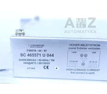 SCHAFFNER FS8019-44-47 SC465571U044 LINE FILTER 3x520/300VAC 44A