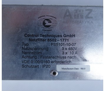 CONTROL TECHNIQUES NETZFILTER 8502-1771 FS5101-10-07  LINE FILTER RFI