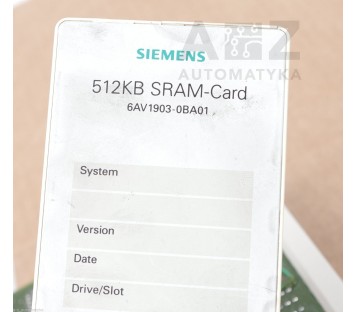 SIEMENS COROS 6AV4012-0AA10-0AB0 6AV40120AA100AB0 512KB SRAM-CARD 6AV1903-0BA01