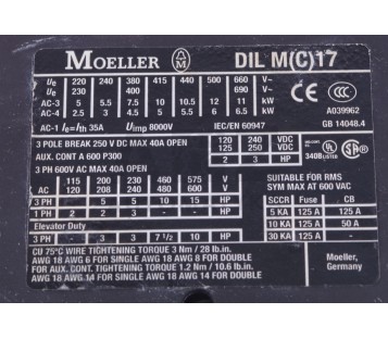 MOELLER DIL M17-10 DILM1710 