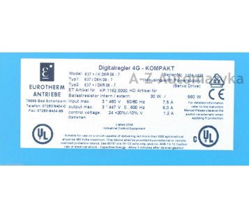 EUROTHERM DRIVES: 4G KOMPAKT 637+/KD6R06-7 (  637 + / K D6R 06 - 7 )