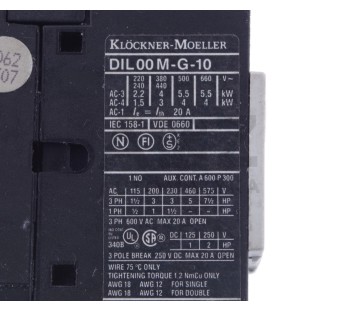 MOELLER DIL 00 M-G-10 DIL00M-G-10   DIL00MG10 