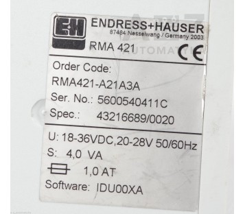 ENDRESS + HAUSER RMA 421 RMA421  RMA421-A21A3A RMA421A21A3A