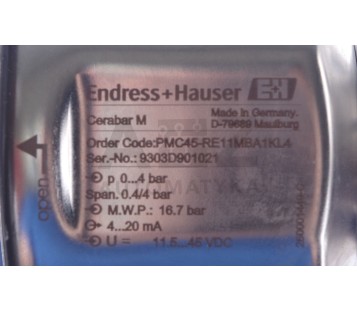 ENDRESS HAUSER CERABAR M PMC45-RE11MBA1KL4   PMC45RE11MBA1KL4 0-4BAR 