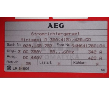 AEG STROMRICHTERGERAET MINISEMI 0 380(415)/420+G0  029.135 753 460V DC 4 ! NEW !