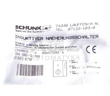 SCHUNK INDUKTIVER  IN 80/S-M8 IN80SM8  0301478  ! NEW !