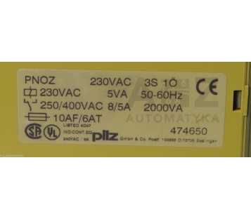 PILZ PNOZ 230VAC 3S 1O 474650