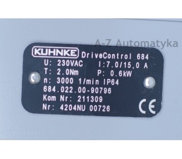 KUHNKE DRIVECONTROL 684  684.022.00  230VAC 2Nm 600W 3000rpm ! NEW !