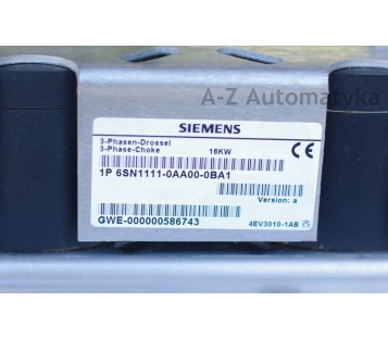 SIEMENS: 3 PHASE CHOKE 16kW 6SN1111-0AA00-0BA1