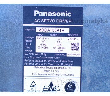 PANASONIC AC SERVO DRIVER MDDA153A1A