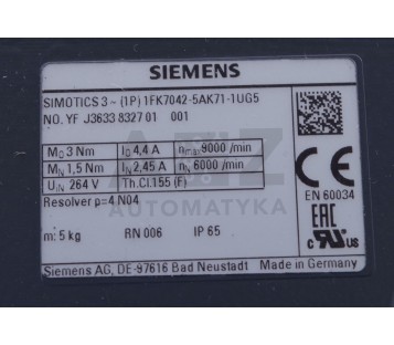 SIEMENS SIMOTICS 3 1FK7042-5AK71-1UG5  1FK70425AK711UG5