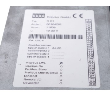 KUKA K C1 KC1 00104262  + 00-102-698 00102698