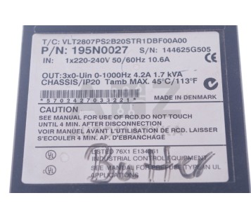 DANFOSS VLT2807PS2B20STR1DBF00A00 195N0027 