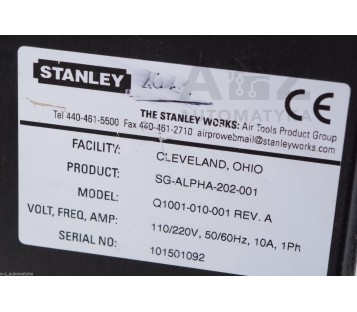 STANLEY SG-ALPHA-202-001 Q1001-010-001 SGALPHA202001 Q1001010001 REV.A