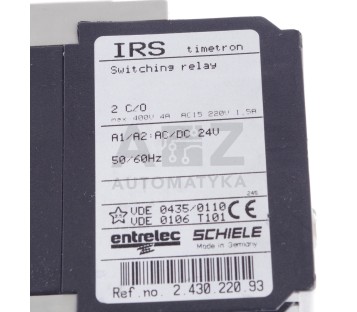 SCHIELE ENTERLEC SWITCHING RELAY IRS 2 C/0