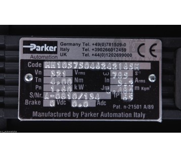 PARKER SERVO MOTOR MH10575046242165M  4Nm 1,6kW 