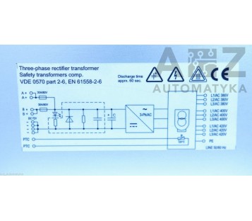 LINMOT T01-72/1500  0150-1844 3ph RECTIFIER TRANSFOMER 