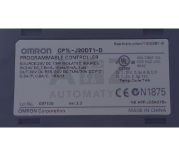OMRON PROGRAMMABLE CONTROLLER  CP1L-J20DT1-D  CP1LJ20DT1D