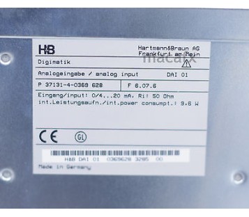 H&B HARTMANN & BRAUN DIGIMATIK ANALOG INPUT DAI 01 ( 369628 ) P 37131-4-0369 628