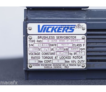 VICKERS BRUSHLESS SERVOMOTOR FAS0020050P06901 FAS-0-020-050-P-06901