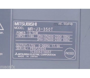MITSUBISHI AC SERVO MR-J3-350T ( MRJ3350T )  3,5kW 0-360Hz 17,0A + MR-J3T-CN6