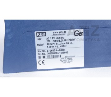 KEB 07G6DDA-0AB0 07G6DDA0AB0 OUT 0-230VAC 4A 1,6kVA 0-400Hz