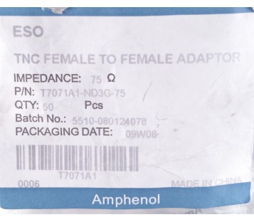AMPHENOL T7071A1-ND3G-75 5510-080124078  Tnc-adapter Jack-to-jack TNC ! 10PCS