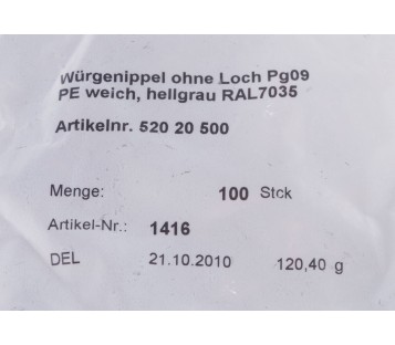 WURGENIPPEL 520 20 500 52020500 1416 PG09 Würgenippel gr,IP54 WNI M20 ! 100PCS !