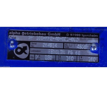 ALPHA GEAR HEAD SP100-MF2-40-021-000  ( SP100MF240021000 ) n1 max 4500rpm