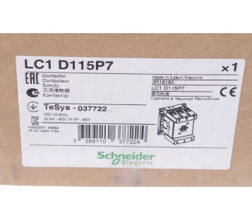 SCHNEIDER LC1 D115P7  LC1D115P7 037722 ! NEW !