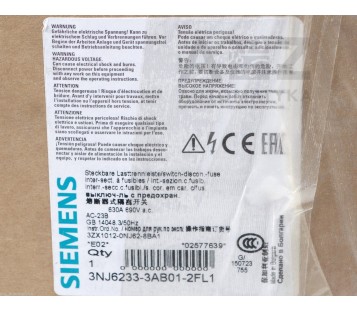 SIEMENS 3NJ6233-3AB01-2FL1 3NJ62333AB012FL1  3NJ6233  GWA/150723 ! NEW !