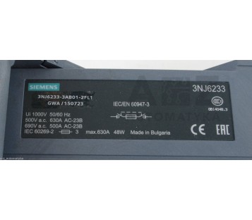 SIEMENS 3NJ6233-3AB01-2FL1 3NJ62333AB012FL1  3NJ6233  GWA/150723 ! NEW !