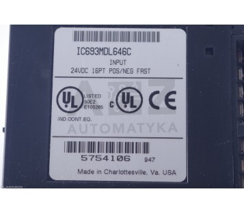 GE FANUC IC693MDL646C INPUT MODULE 24VDC 16PT POS/NEG FAST