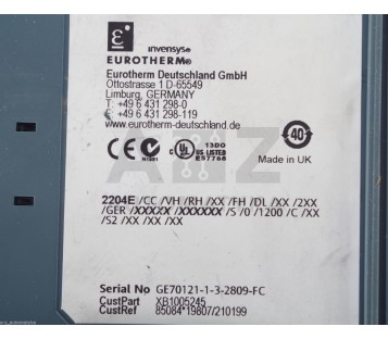 EUROTHERM 2204E 2204E/CC/VH/RH/XX/FH/DL/XX/2XX/GER/XXXXX/XXXXXX