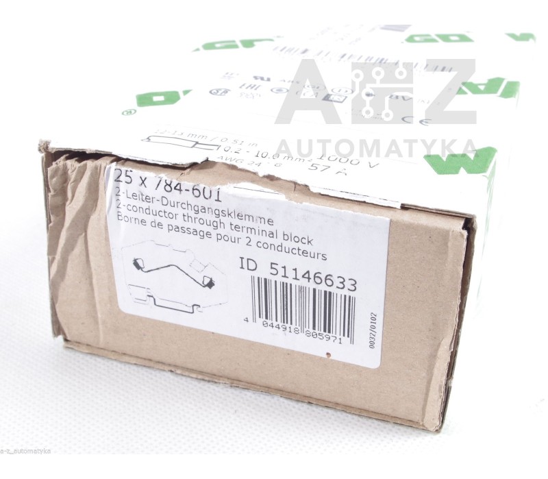 WAGO 784-601  784601 51146633 2-conductor through terminal block ! 25PCS ! NEW !