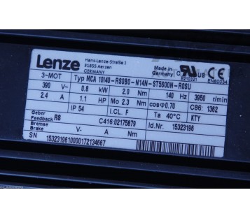 LENZE: SERVOMOTOR MCA10I40-RS0B0-N14N-ST5S00N-R0SU  15323196  ! NEW IN BOX !