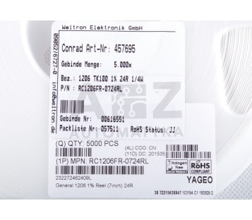 CONRAD 1206 TK100 !% 24R 0,25W 24 OHM 200 PPM ! 5000PCS  !  ! NEW ! 