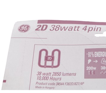 GE GENERAL ELECTRIC 2D 38WATT 4PIN 10000H 2850 LUMENS 34544 F382D/827/4P ! NEW !