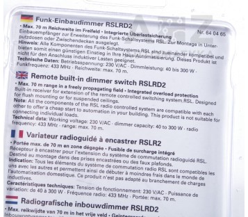 CONRAD FUNK-EINBAUDIMMER  DIMMER RSLRD2 RSL Wireless dimmer ! NEW !