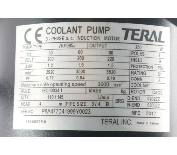 TERAL FUJI COOLANT PUMP VKP085J ! NEW ! 