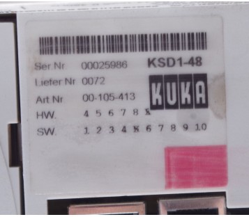 KUKA KSD1-48 KSD148  E93DA123I4B531 00461034 45491117  