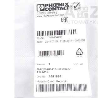 PHOENIX CONTACT SACC-8P-DSI-M12MS/FS-M16  SACC-8P-DSI-M12MS/ FS-M16 !NEW !