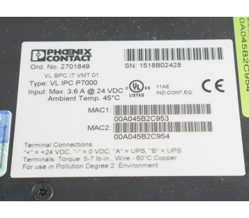 PHOENIX CONTACT VL IPC P7000 VLIPCP700 2701849 