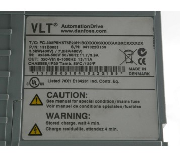 DANFOSS 131B0051 FC-302P5K5T5E20H1BGXXXXSXXXXAXBXCXXXXDX