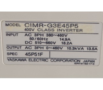 YASKAWA CIMR-G3E45P5  CIMRG3E45P5  ING3 47P5 ING347P5 