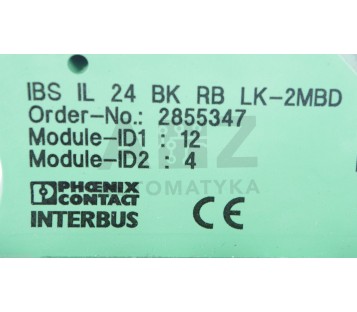 PHOENIX CONTACT INTERBUS IB IL 24 BK RB LK-2MBD  IBIL24BKRBLK2MBD 2855347 