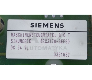 SIEMENS MACHINENSTEUERTAFEL 810 T  6FC3178-3EF20 6FC31783EF20  570 031. 9031.55